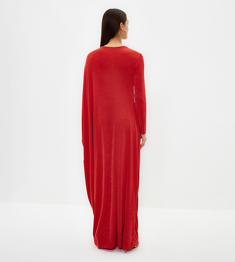Solid Knitted Kaftan Dress