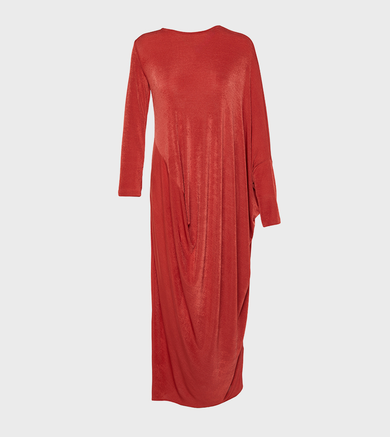 Solid Knitted Kaftan Dress