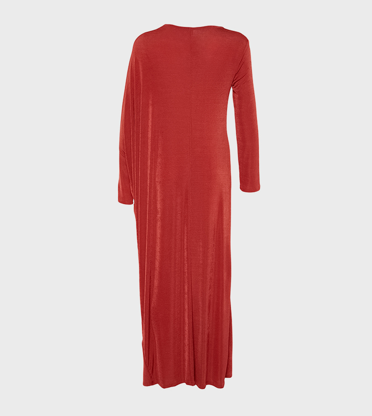 Solid Knitted Kaftan Dress