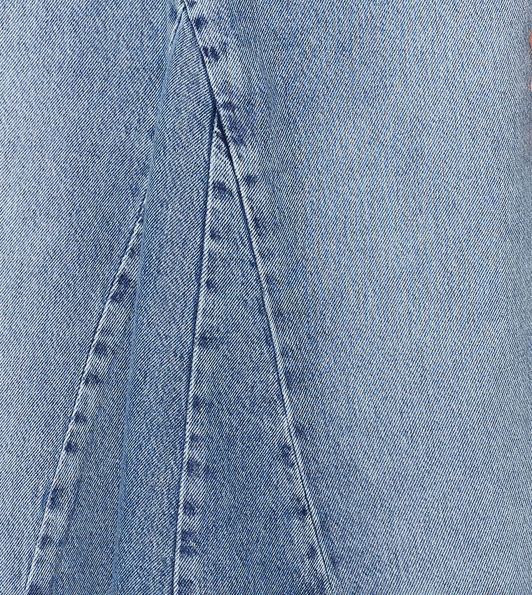 Stitch Detail High Waist Midaxi Denim Skirt