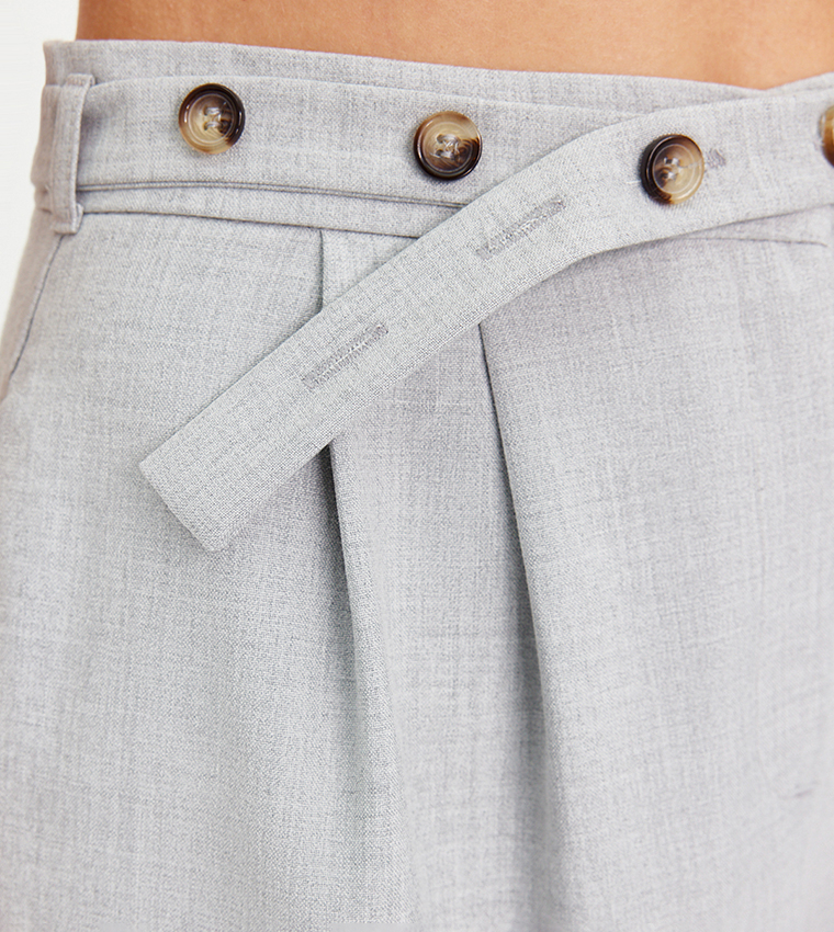 Pleat Detail Wide Leg Trousers