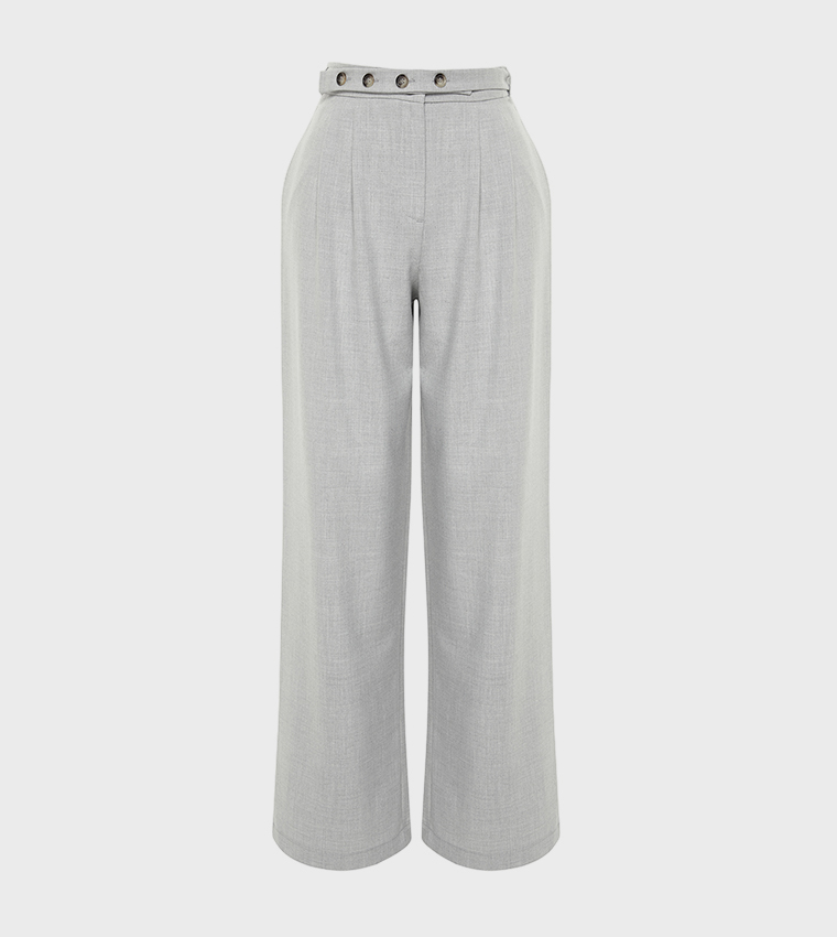 Pleat Detail Wide Leg Trousers