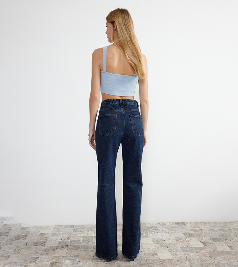 Washed High-Waist Wide-Leg Jeans