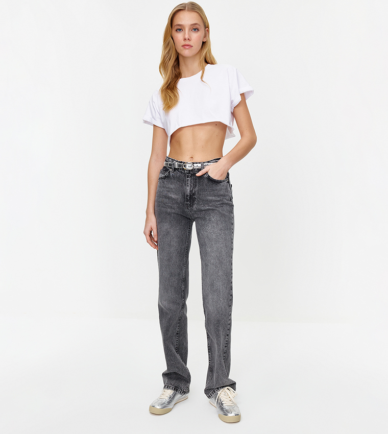 Washed Low Waist Wide Leg Jeans