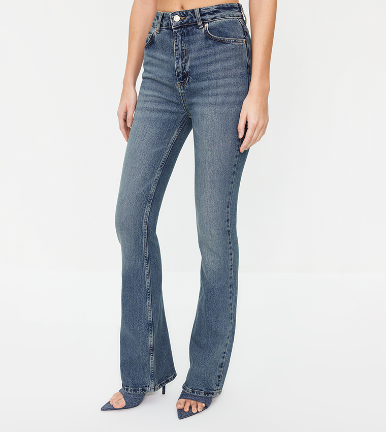 Washed High Waist Flared Jeans