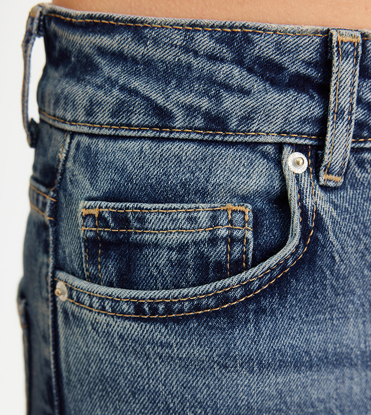 Washed High Waist Flared Jeans