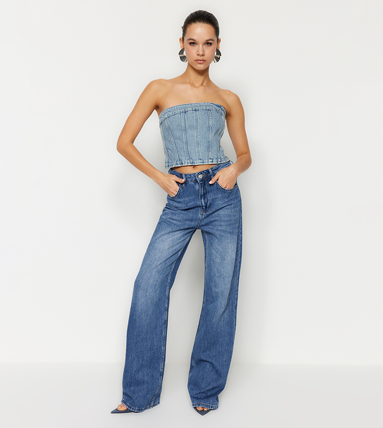 Faded High Waist Baggy Jeans