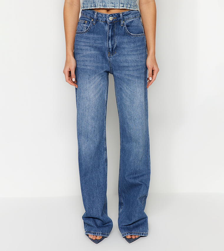 Faded High Waist Baggy Jeans
