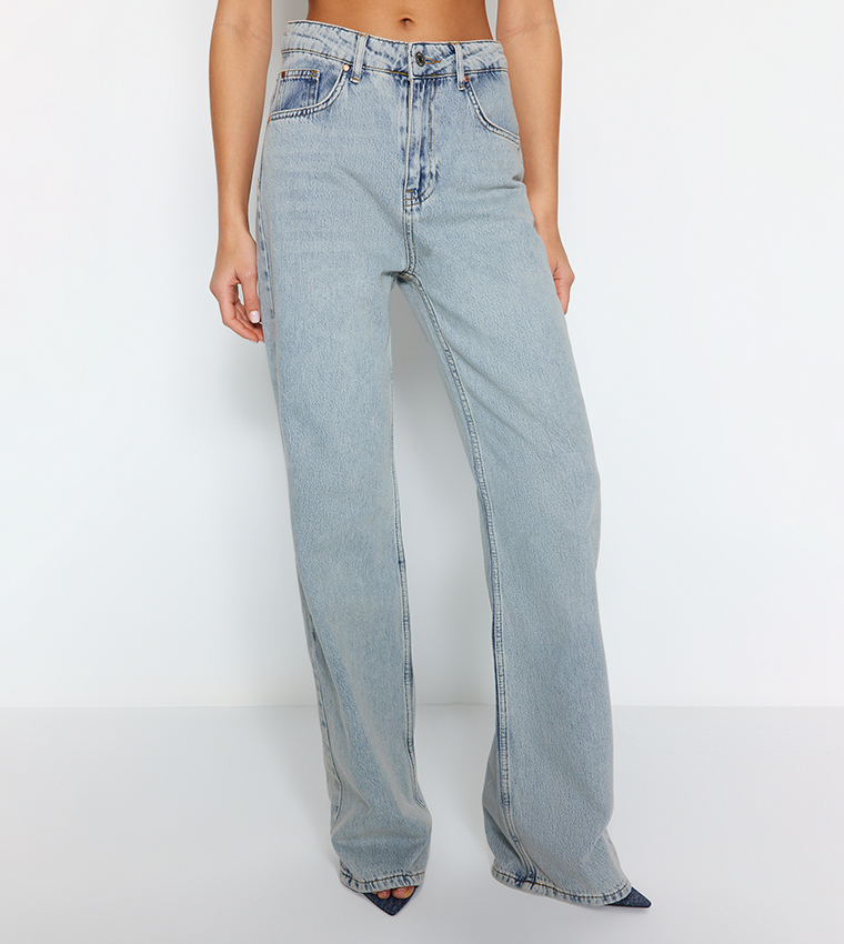 Faded High Waist Baggy Jeans