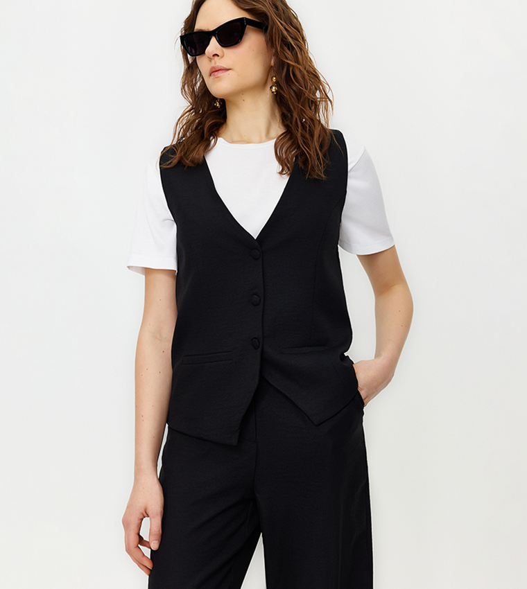 Solid Vest and Trouser Set
