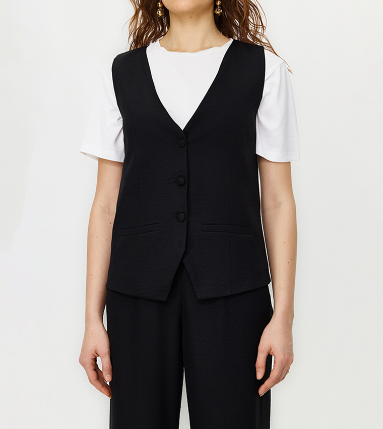 Solid Vest and Trouser Set