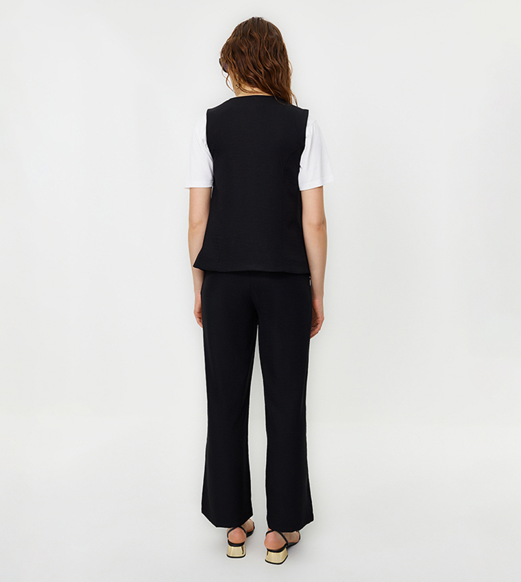 Solid Vest and Trouser Set