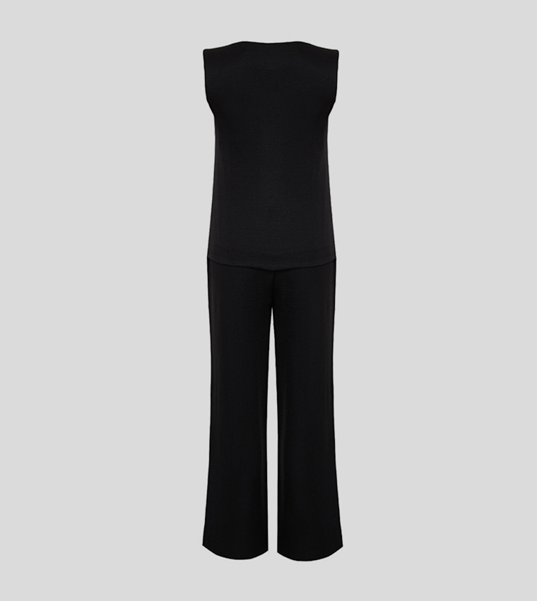 Solid Vest and Trouser Set
