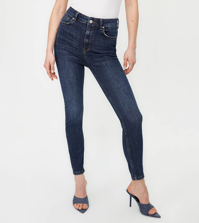 Washed High Waist Skinny Fit Jeans