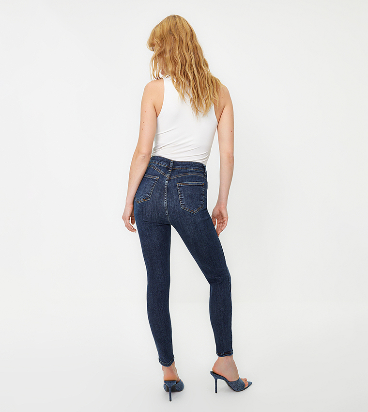 Washed High Waist Skinny Fit Jeans