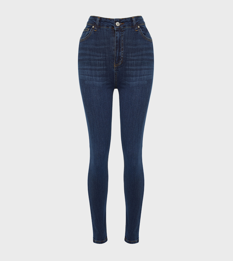 Washed High Waist Skinny Fit Jeans