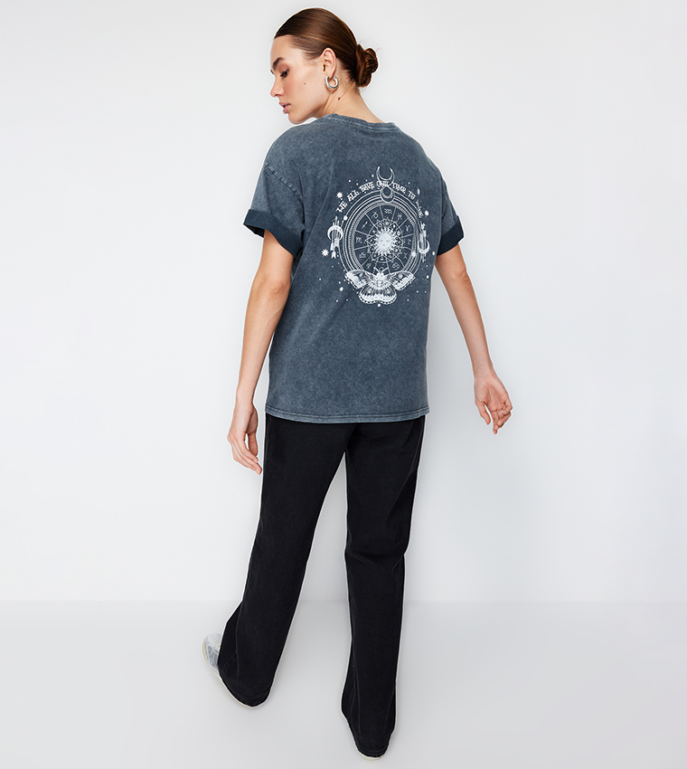 Back Print Boyfriend Fit Top