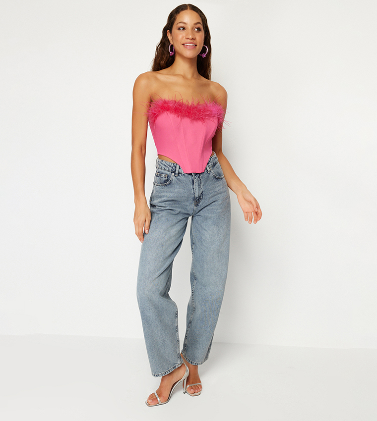 Bustino Strapless Trendyol Salmon - Donna, 88% Poliestere 12% Elastan | Moda Turca - Foto 5