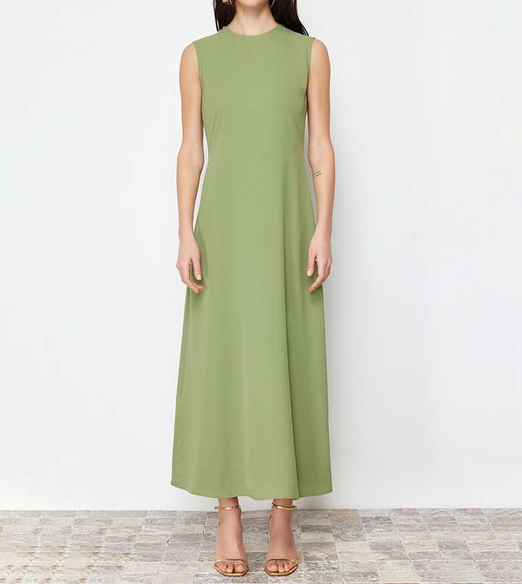 Solid Cape Detail Evening Dress 