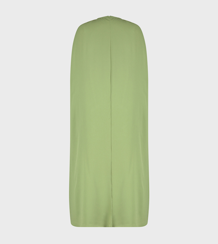 Solid Cape Detail Evening Dress 