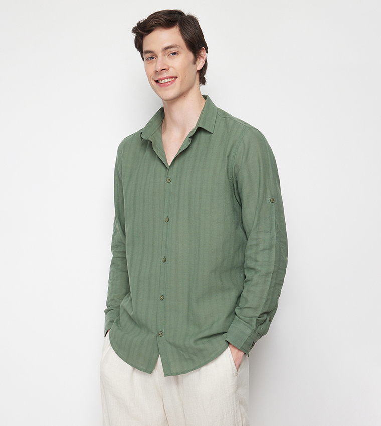 Buy Trendyol Patterned Long Sleeves Shirt In Khaki | 6thStreet UAE