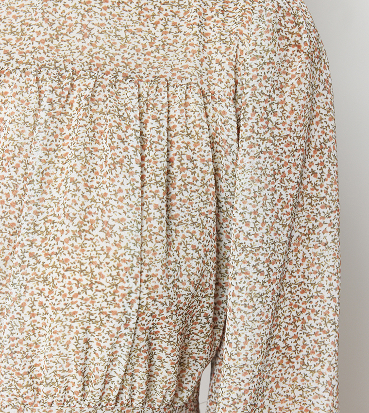 Patterned Long Sleeves Maxi Dress