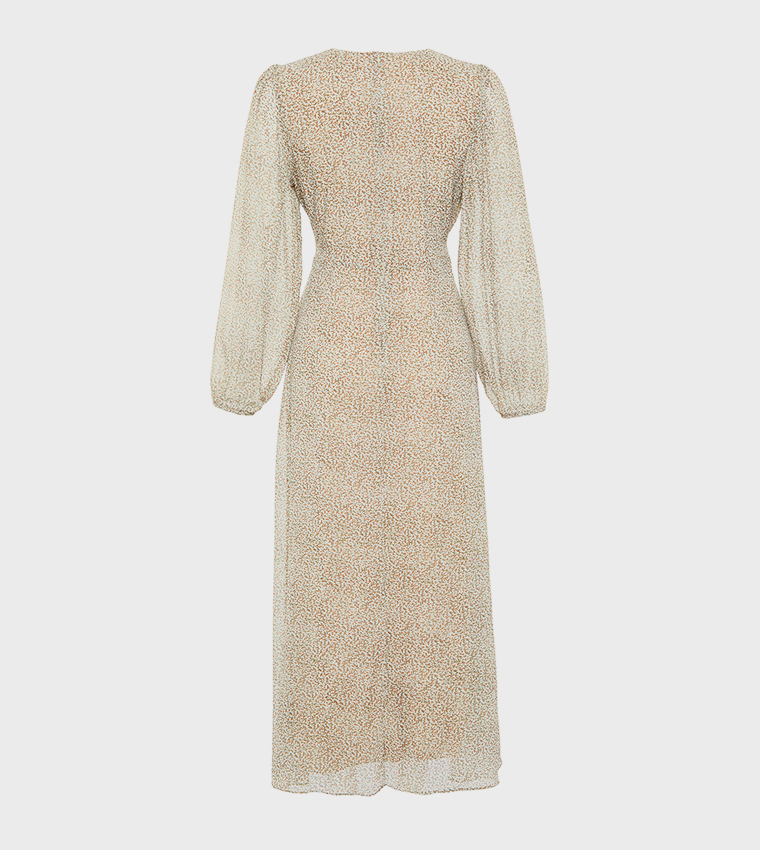 Patterned Long Sleeves Maxi Dress