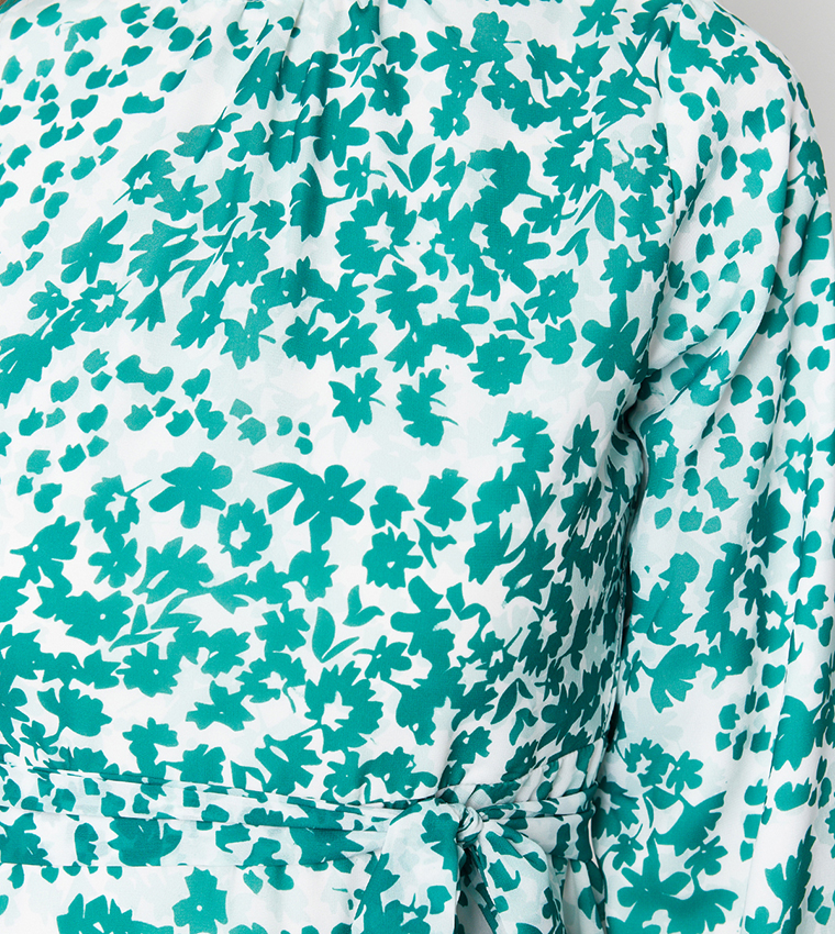 Patterned Mock Neck Maxi Dress