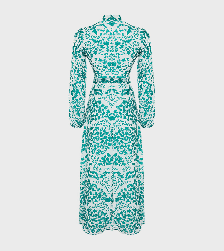 Patterned Mock Neck Maxi Dress