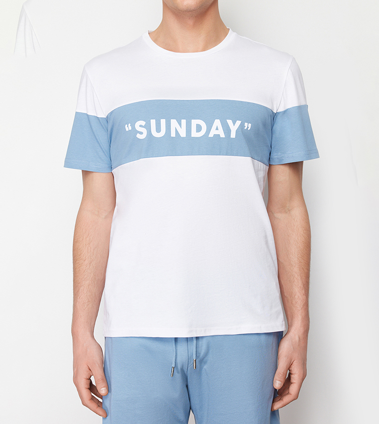 Color Block Short Sleeves Pyjama Set
