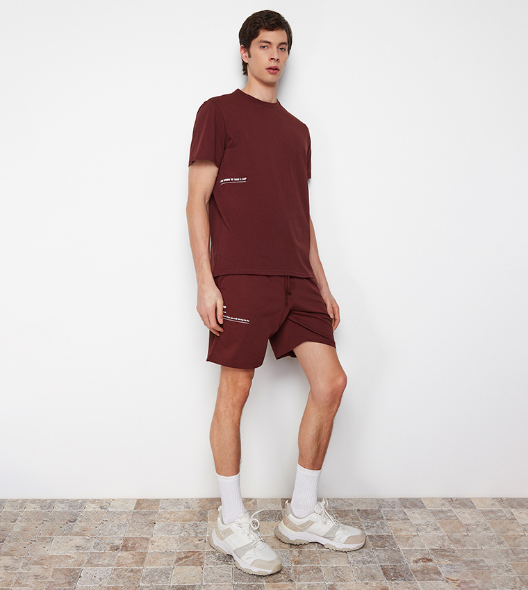 Slogan Printed Short Sleeves Pajama Set
