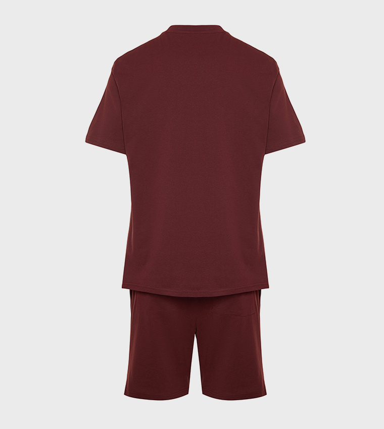 Slogan Printed Short Sleeves Pajama Set