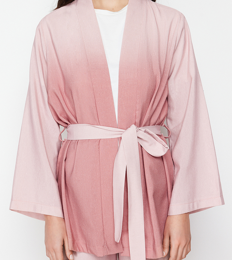 Ombre Woven Kimono and Trousers Set