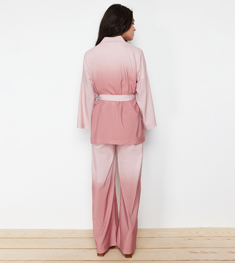 Ombre Woven Kimono and Trousers Set