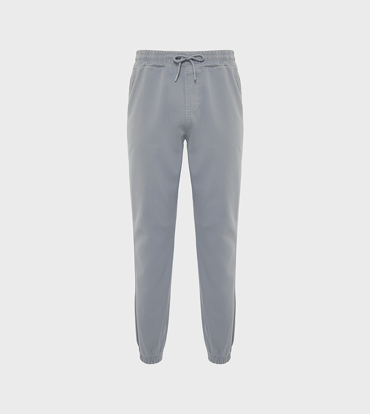 Solid Elastic Waist Joggers