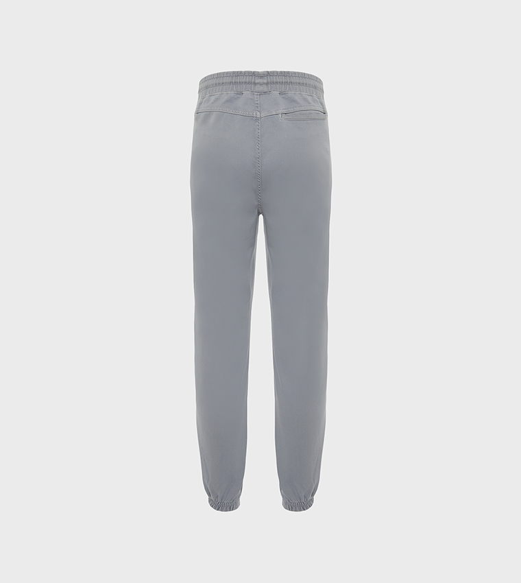 Solid Elastic Waist Joggers