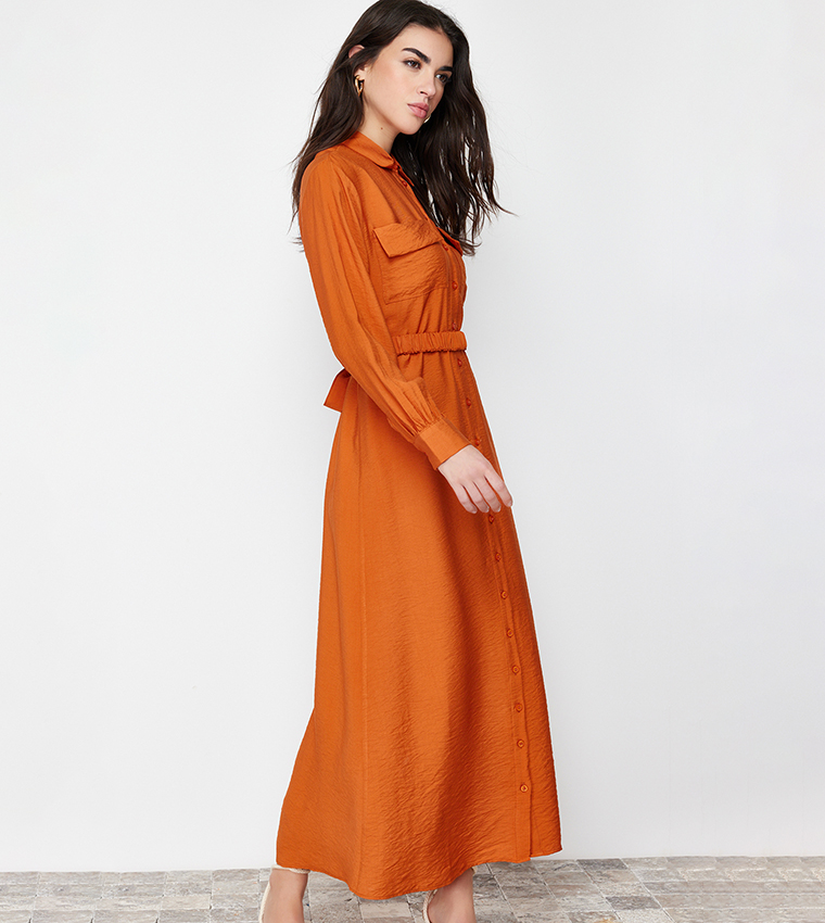 Orange jersey outlet dress