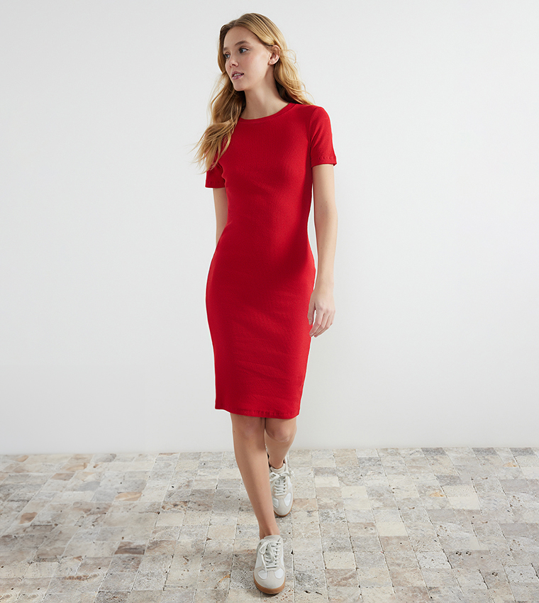 Short red dress casual deals