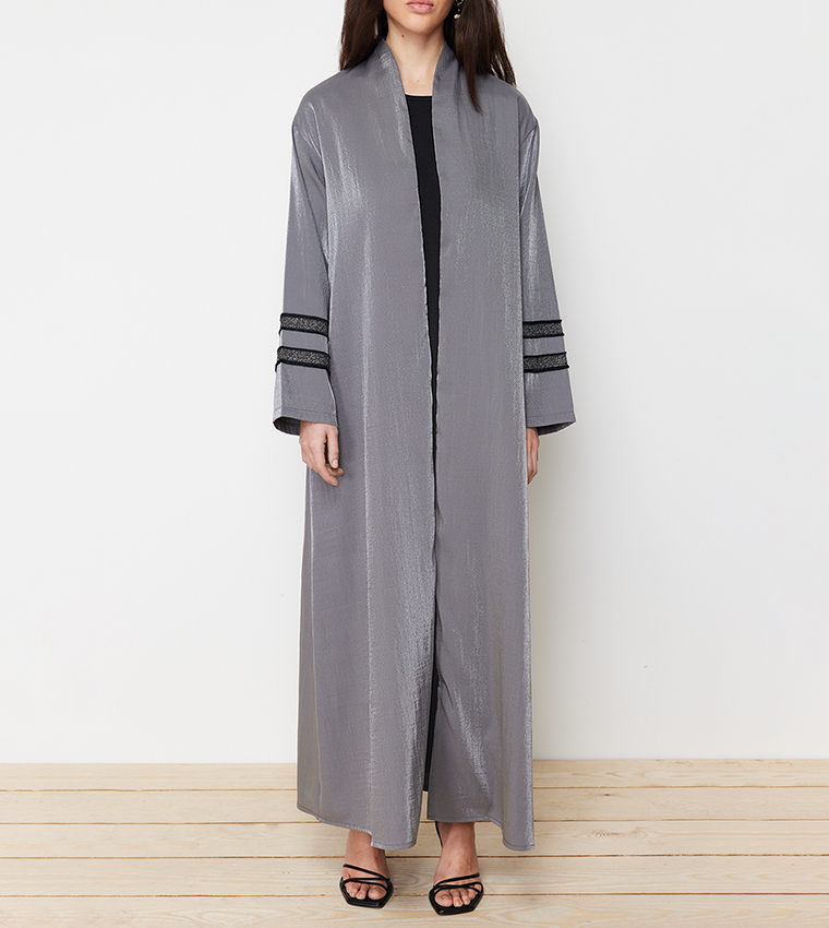 Glitter Detail Woven Abaya