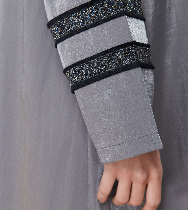 Glitter Detail Woven Abaya