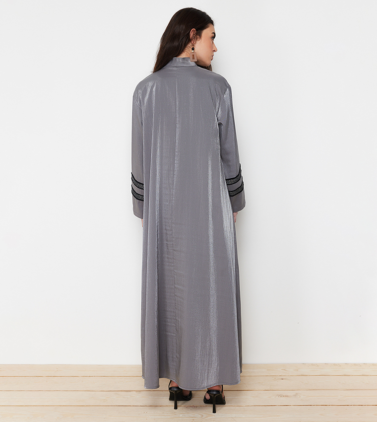 Glitter Detail Woven Abaya