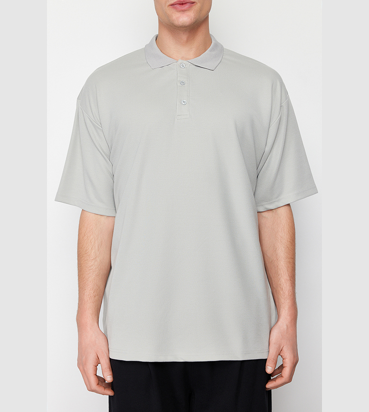 Buy Trendyol Limited Edition Solid Oversized Polo T Shirt In Buy Trendyol Limited Edition Solid Oversized Polo T Shirt In