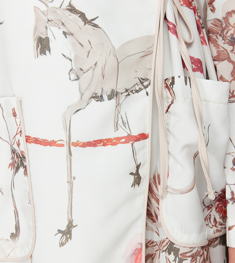 Printed Woven Wrap Abaya