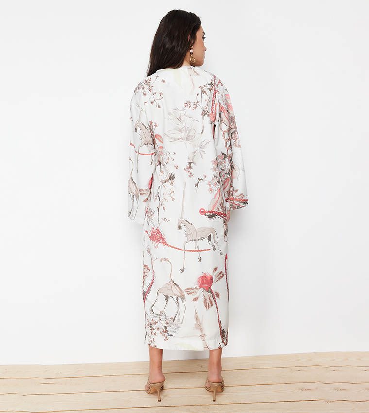 Printed Woven Wrap Abaya