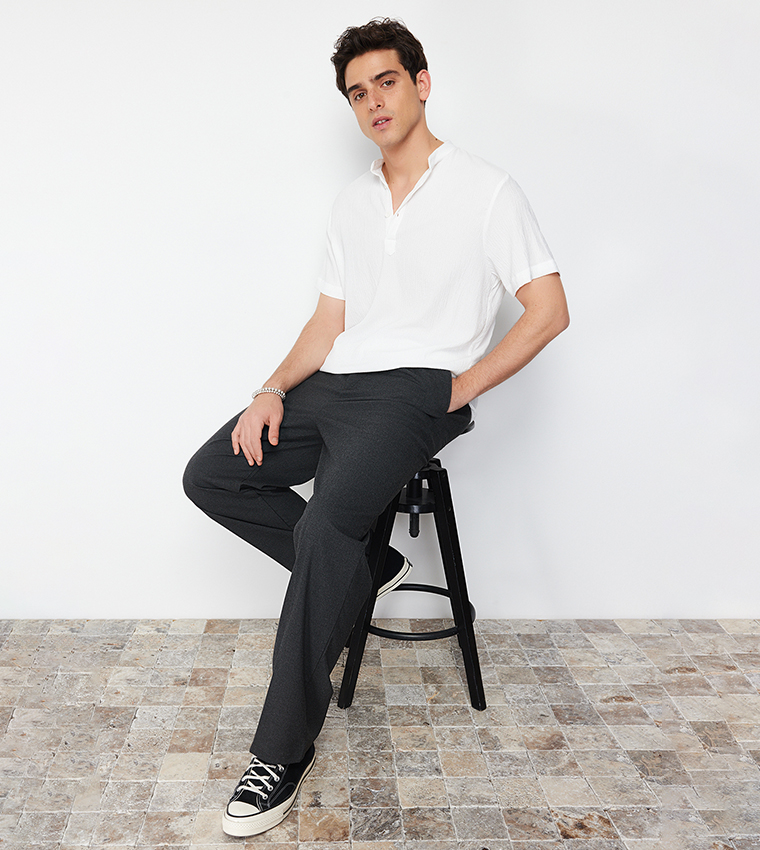 Mandarin Collar Knitted Shirt