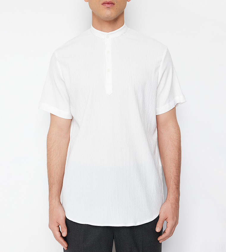 Mandarin Collar Knitted Shirt