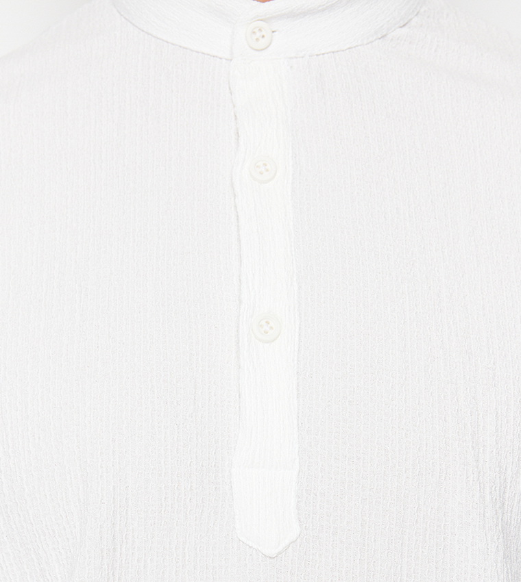 Mandarin Collar Knitted Shirt