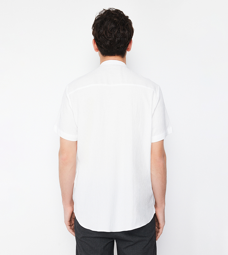 Mandarin Collar Knitted Shirt