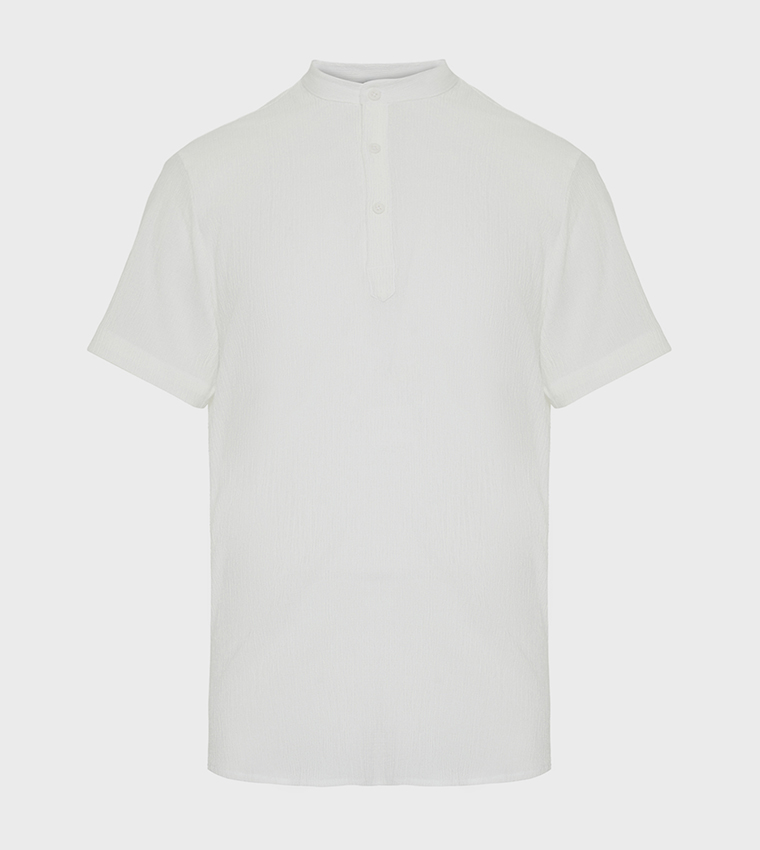 Mandarin Collar Knitted Shirt