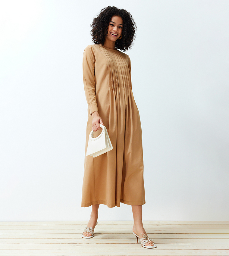 Pleat Detail A-Line Dress
